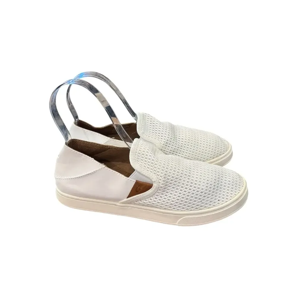 OluKai Pehuea Bright White Mesh Slip On Sneakers Women’s 8.5